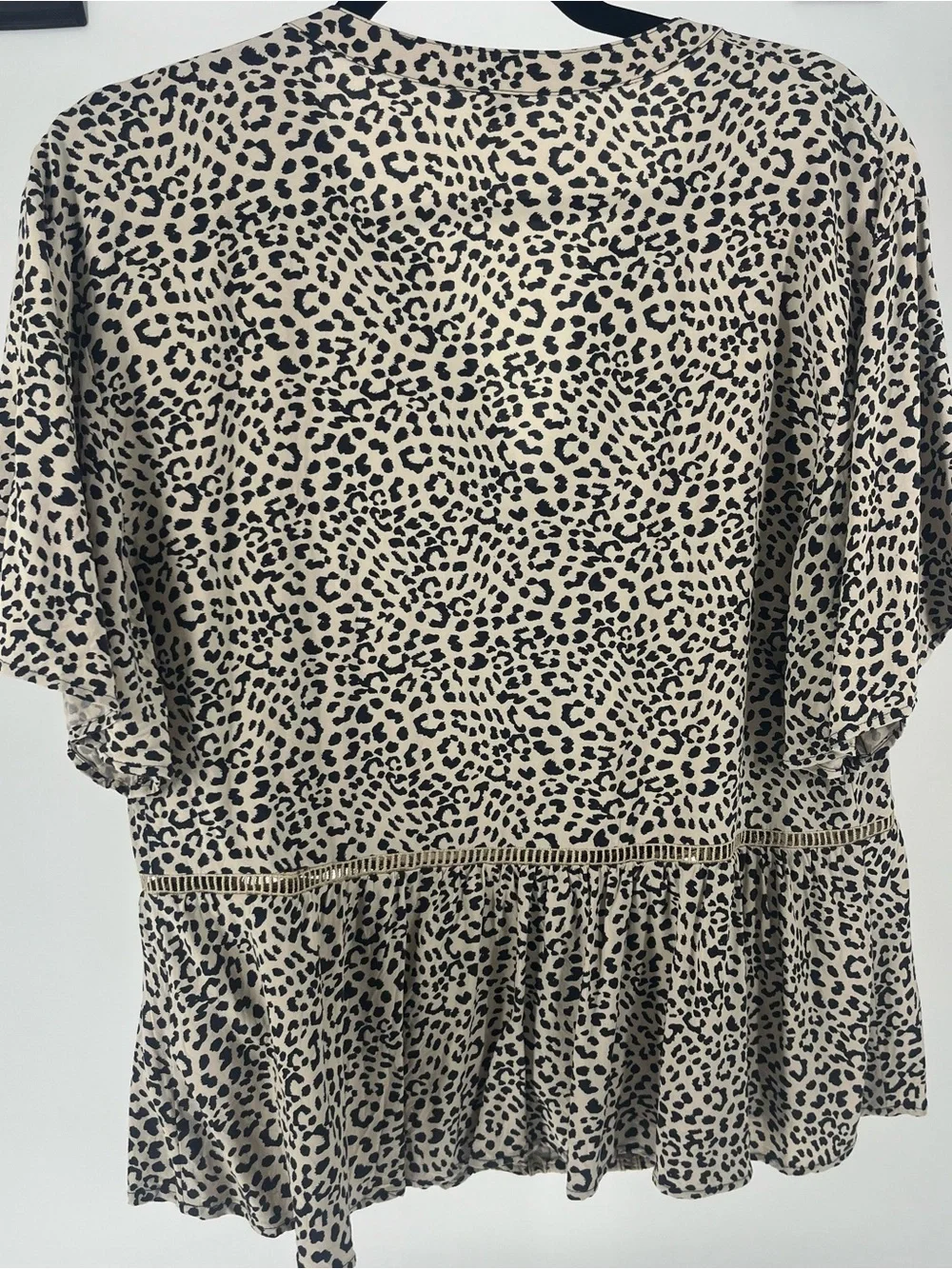 Express Beige and Black Leopard Print Peplum Tunic